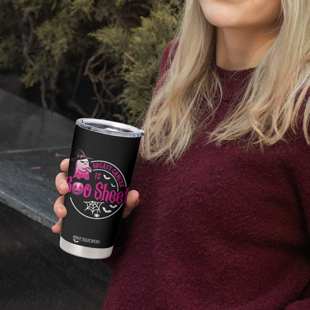 Cute Ghost Halloween Breast Cancer Awareness Tumbler Cup Breast Cancer Is Boo Sheet TB10