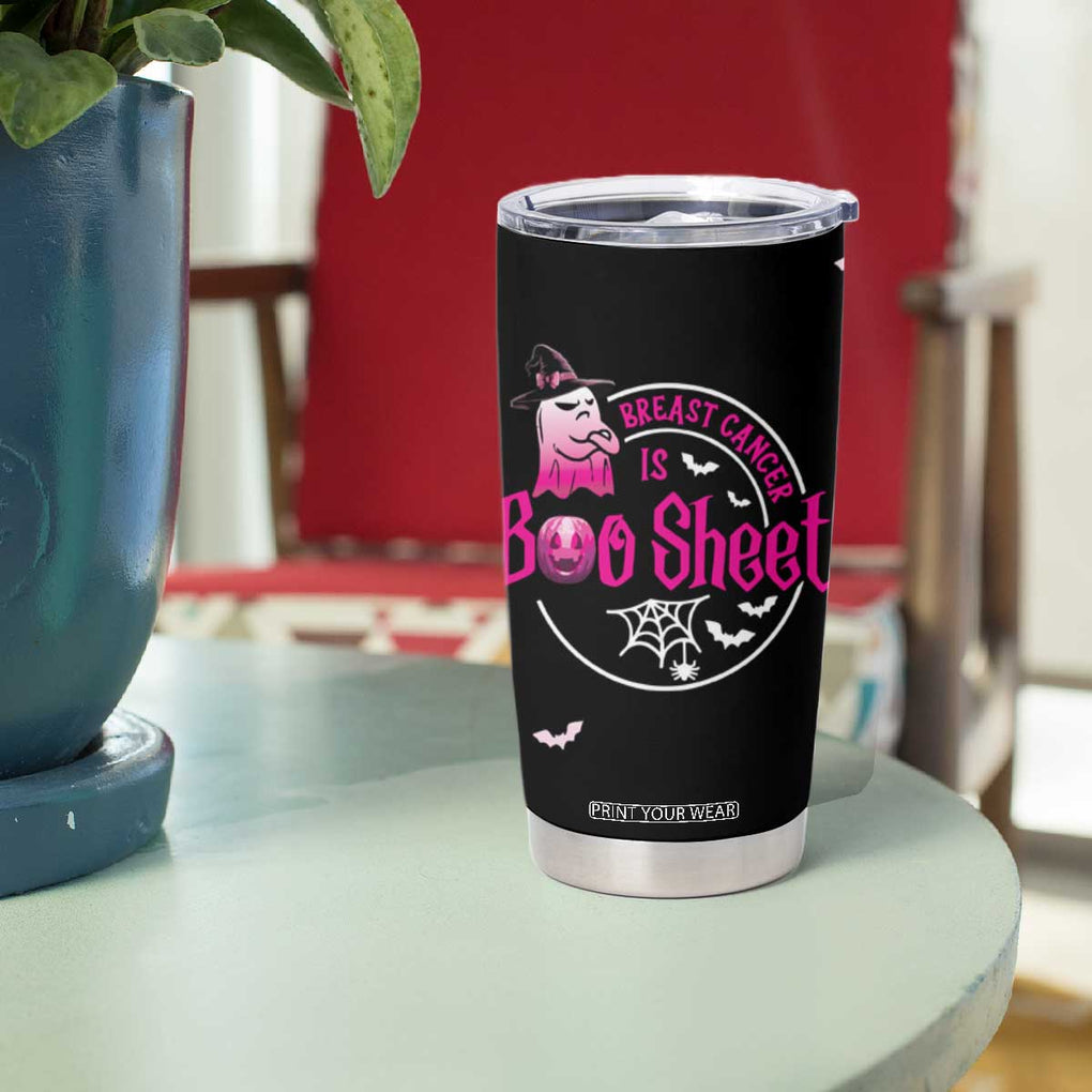 Cute Ghost Halloween Breast Cancer Awareness Tumbler Cup Breast Cancer Is Boo Sheet TB10