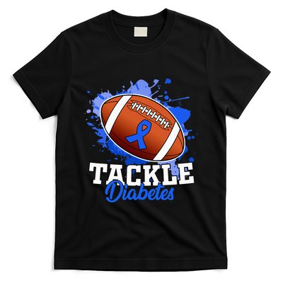 Tackle Diabetic Blue Diabetes Type 1 Awareness Warrior T-Shirt