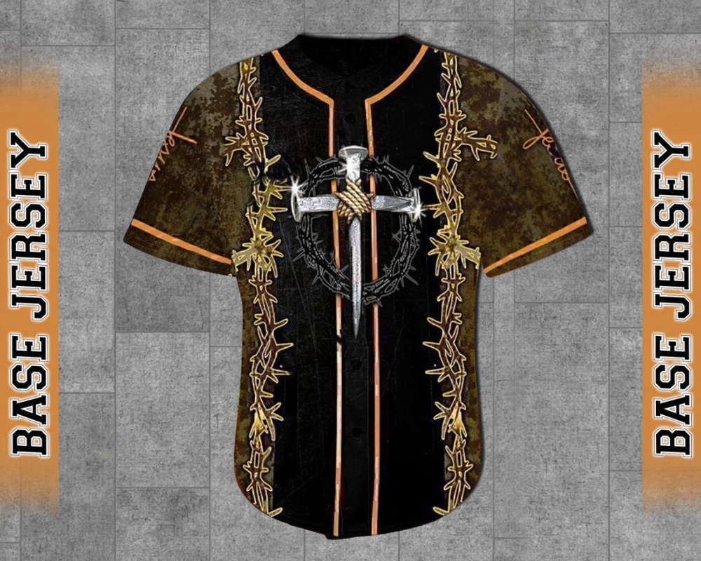 Colorful Thorn Cross Christian Baseball Jersey Adult Unisex S-5XL Full Size - Aopprinter