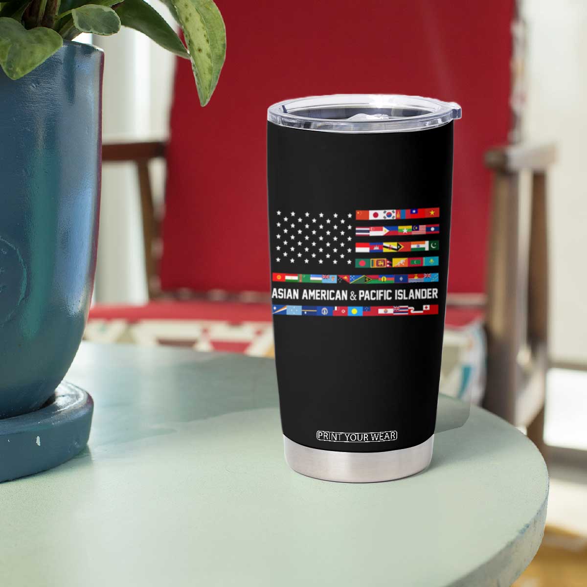 AAPI Heritage Month Tumbler Cup Asian American and Pacific Islander USA Flag TS02