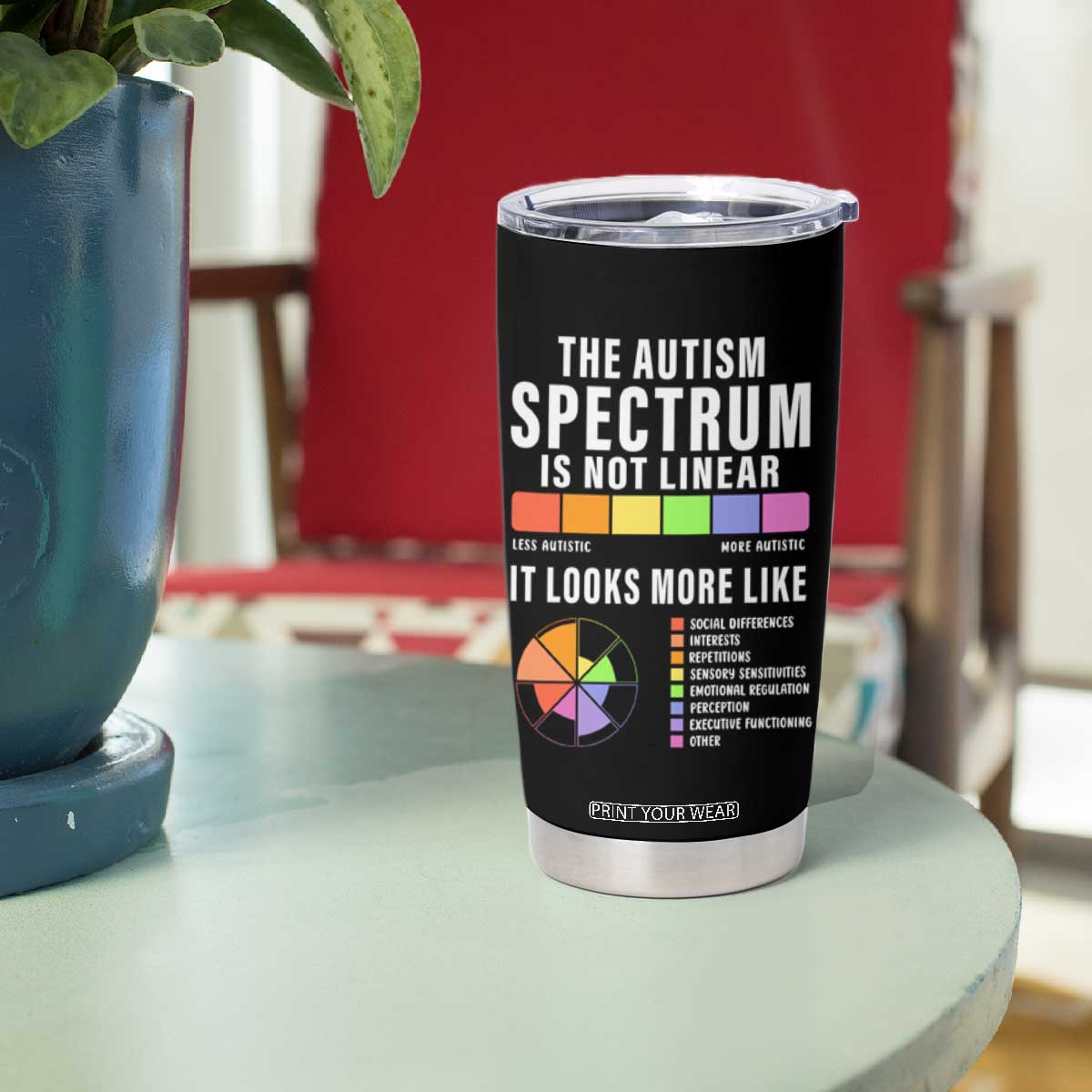 Autism Acceptance Tumbler Cup The Autism Spectrum Is Not Linear TS02
