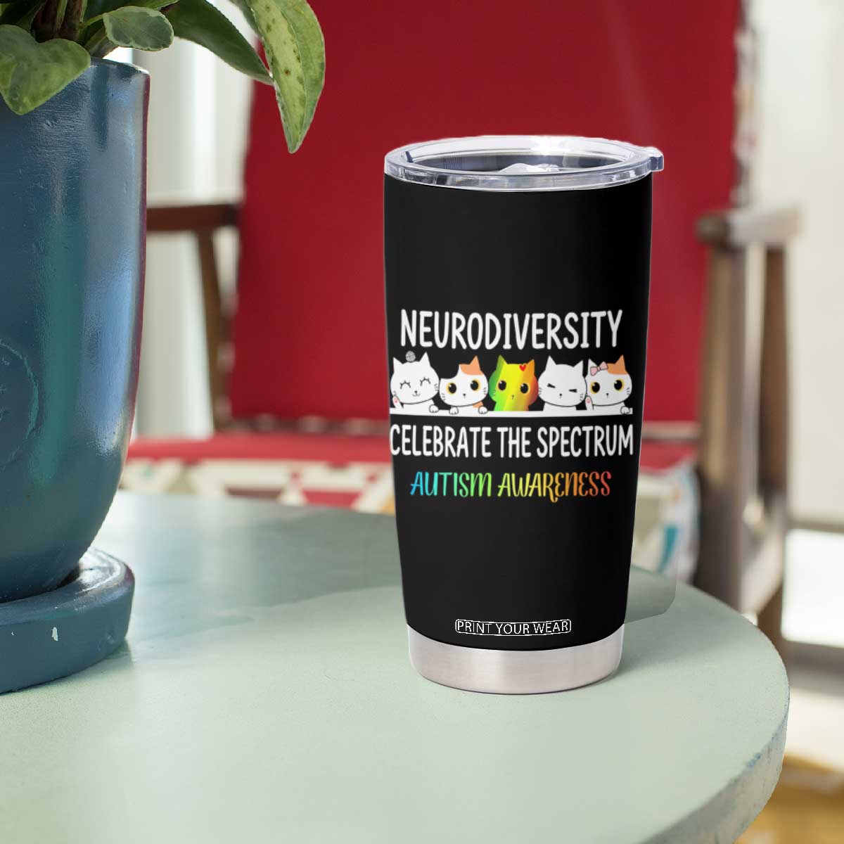 Cute Cats Autism Embrace Tumbler Cup Neurodiversity Celebrate The Spectrum TS02