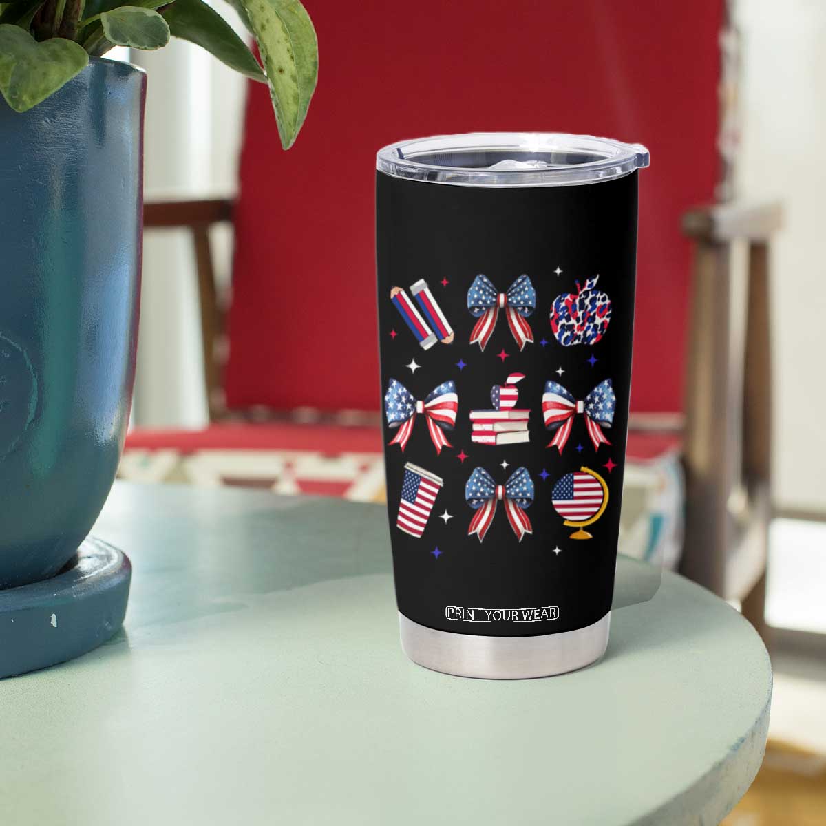4th of July Teacher Student Tumbler Cup Patriotic Teaching Learning Retro Coquette TS02