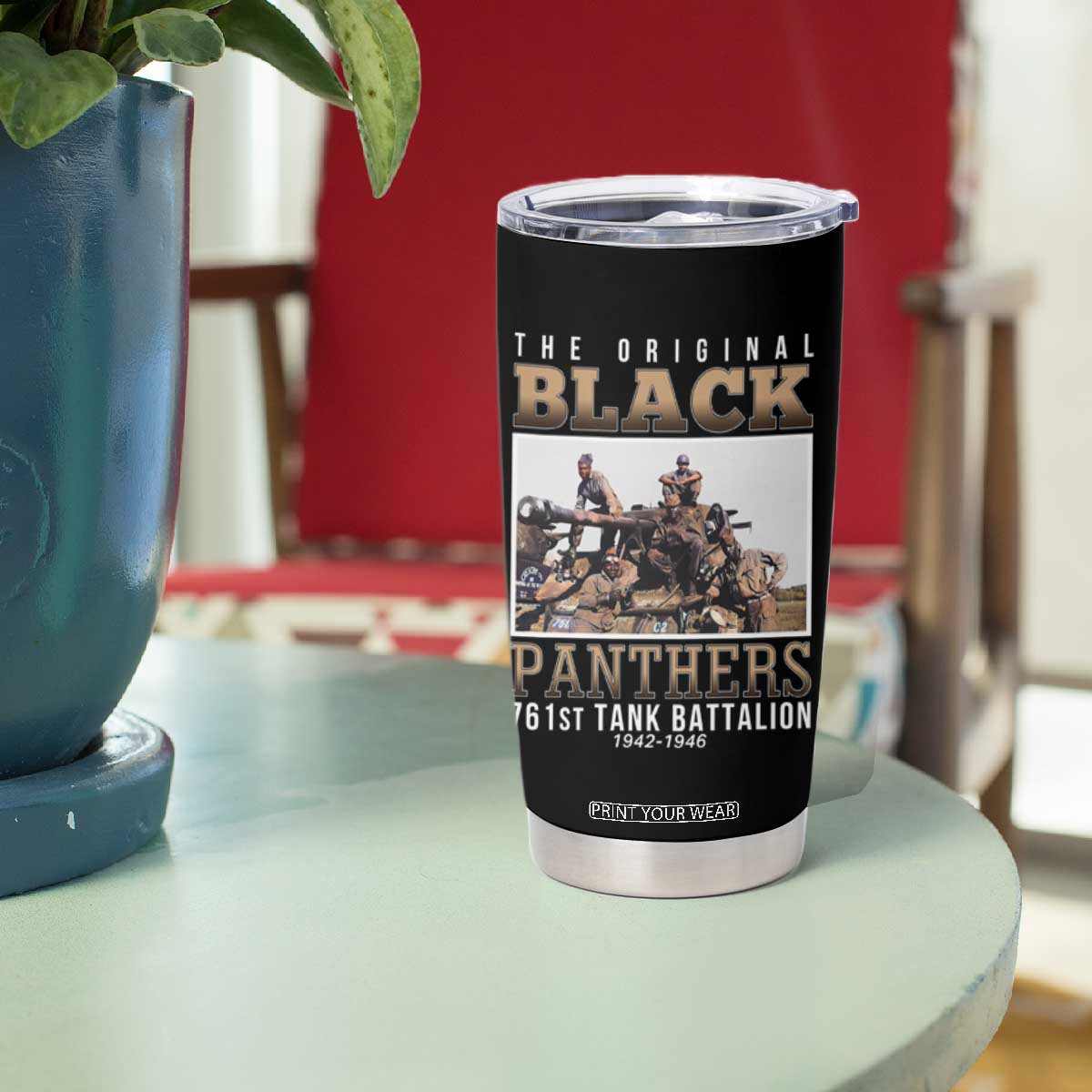 761st Tank Battalion Tribute Tumbler Cup Black Panthers WW2 Heroes TS02