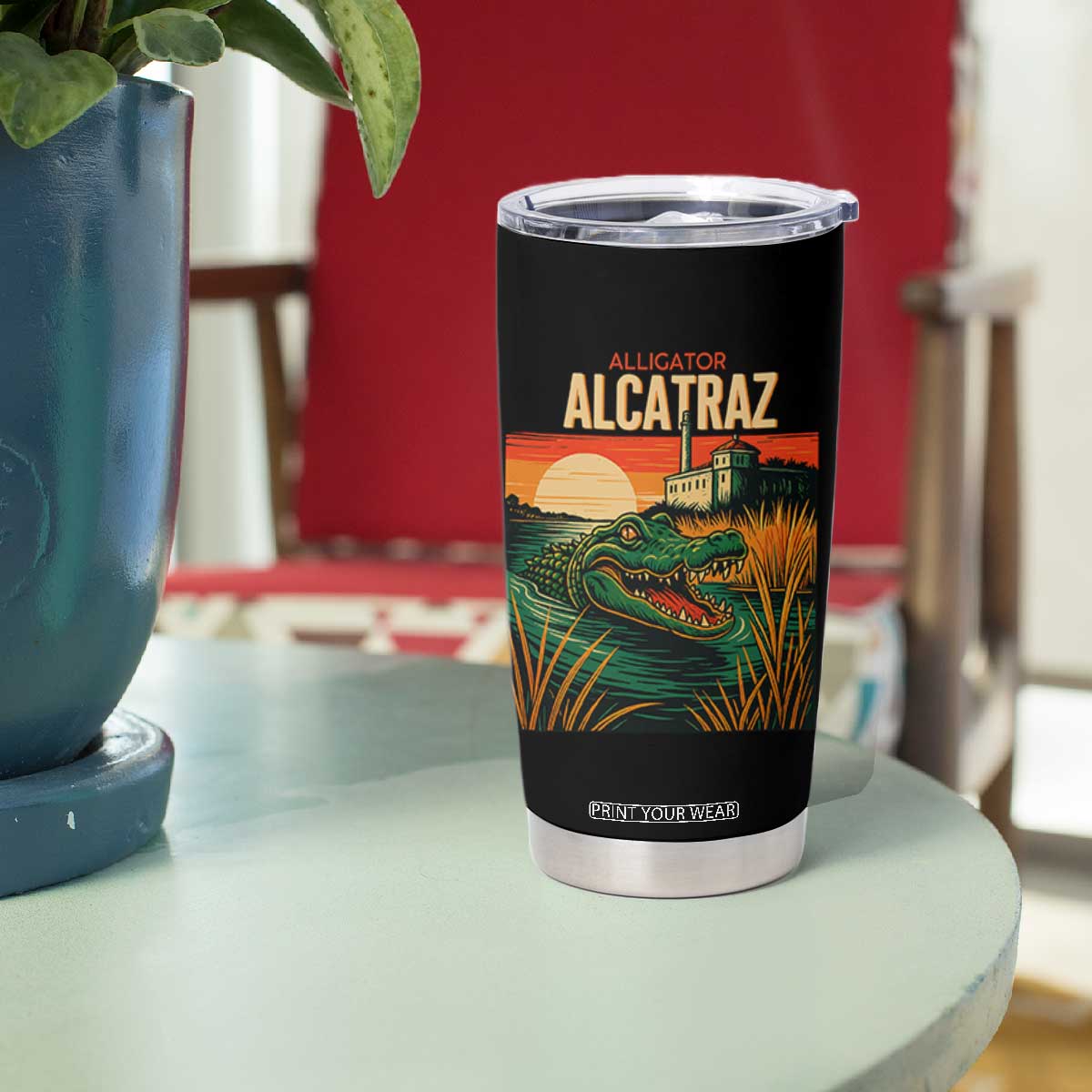 Alligator Alcatraz Tumbler Cup Retro Florida Swamp Political Prison TS02