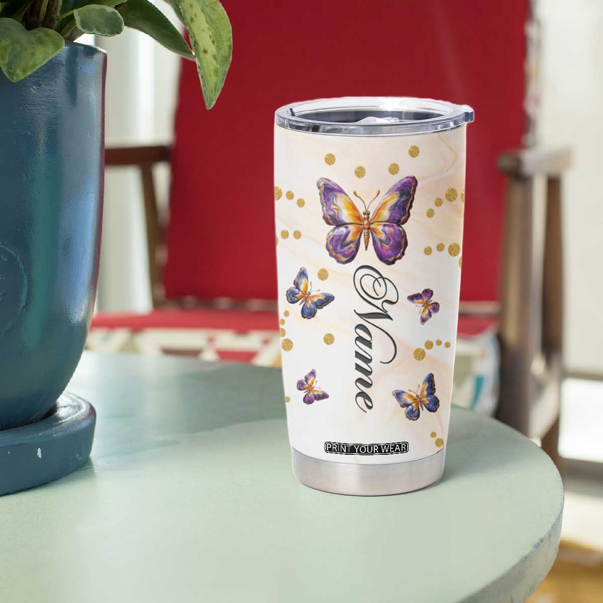 Butterfly Faith Hope Love Tumbler Cup Personalized TS04