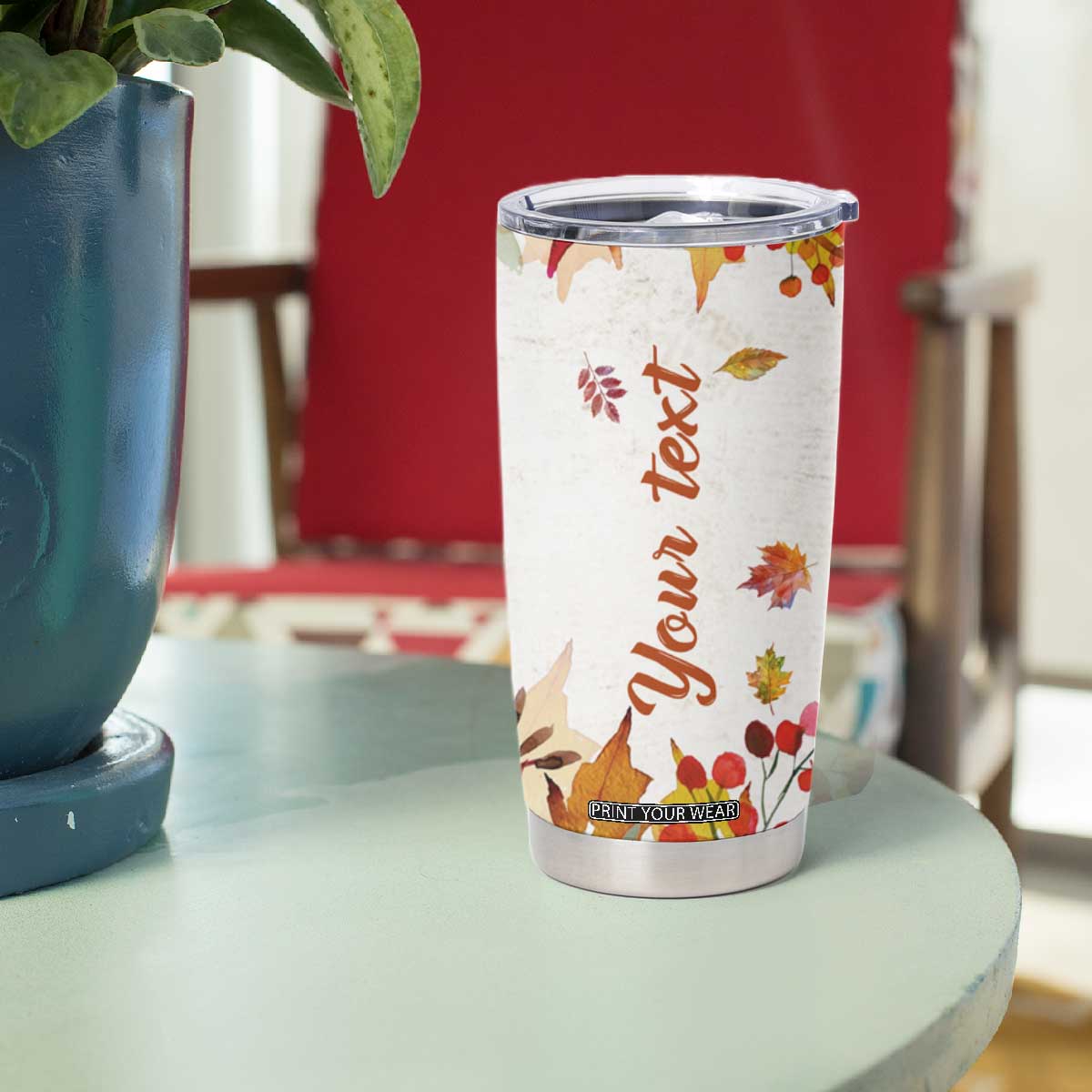 Autumn Pumpkins In The Wheelbarrow Personalized Tumbler Cup TS04