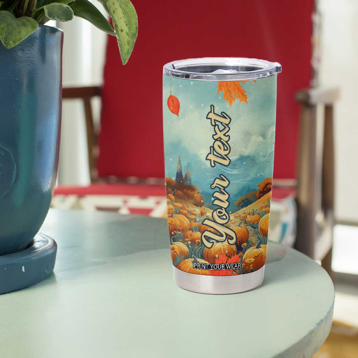 Autumn Pumpkin Field Personalized Tumbler Cup TS04