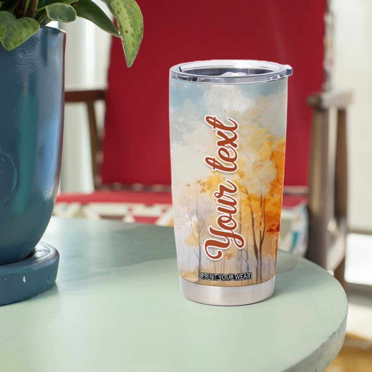 Autumn - Pumkin Truck and Leaves Personalized Tumbler Cup TS04