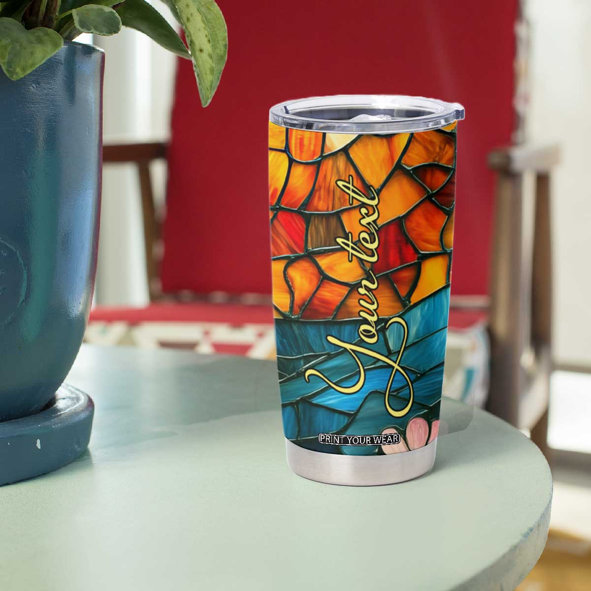 Butterfly Colorful Crystal Mosaic Tumbler Cup Personalized TS04