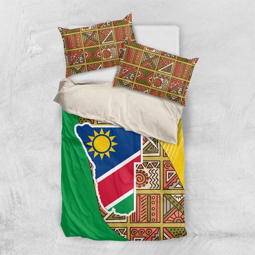Afro Namibia Map Bedding Set National Emblem and Cultural Motif Design TS04