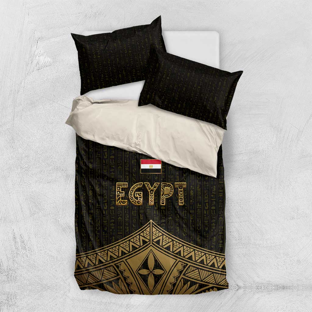 Ankh Eye of Horus Egypt Bedding Set Ancient Black Gold Hieroglyph Spirit TS04