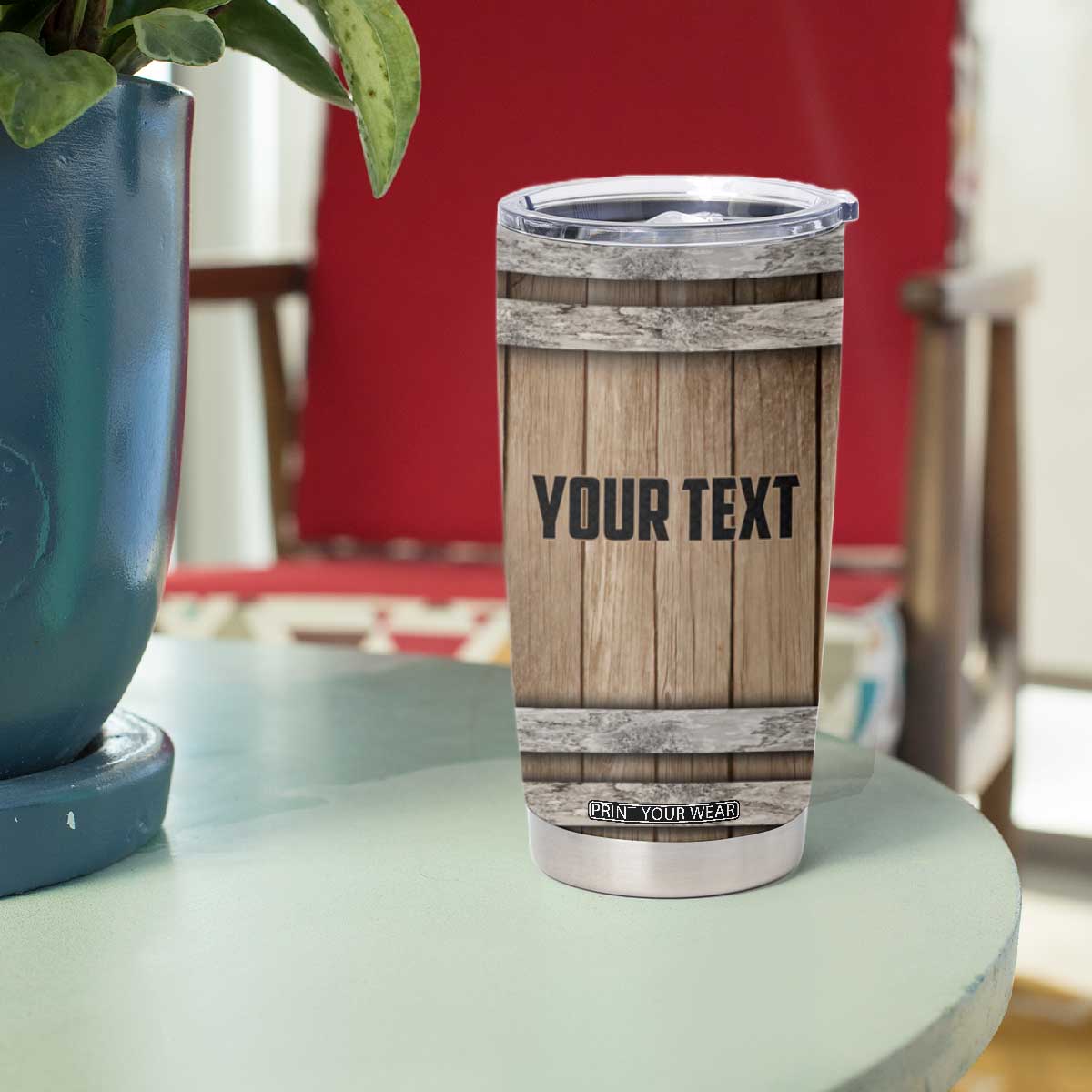 Beer Barrel Wooden Personalized Tumbler Cup TS04