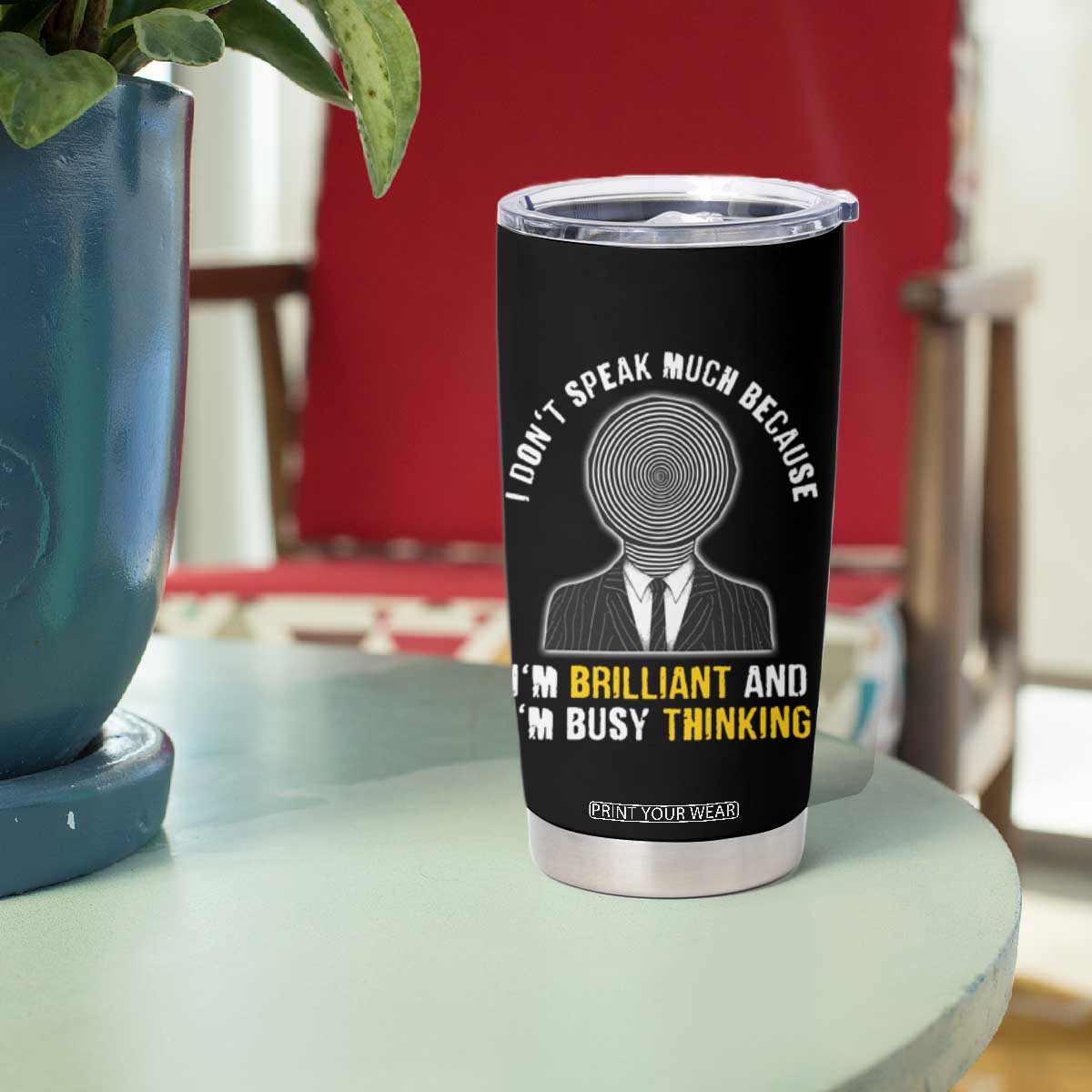 Autism Awareness Tumbler Cup I Don't Speak Much Because I'm Brilliant And I'm Busy Thinking Autistic Aesthetic Maze Man TS09