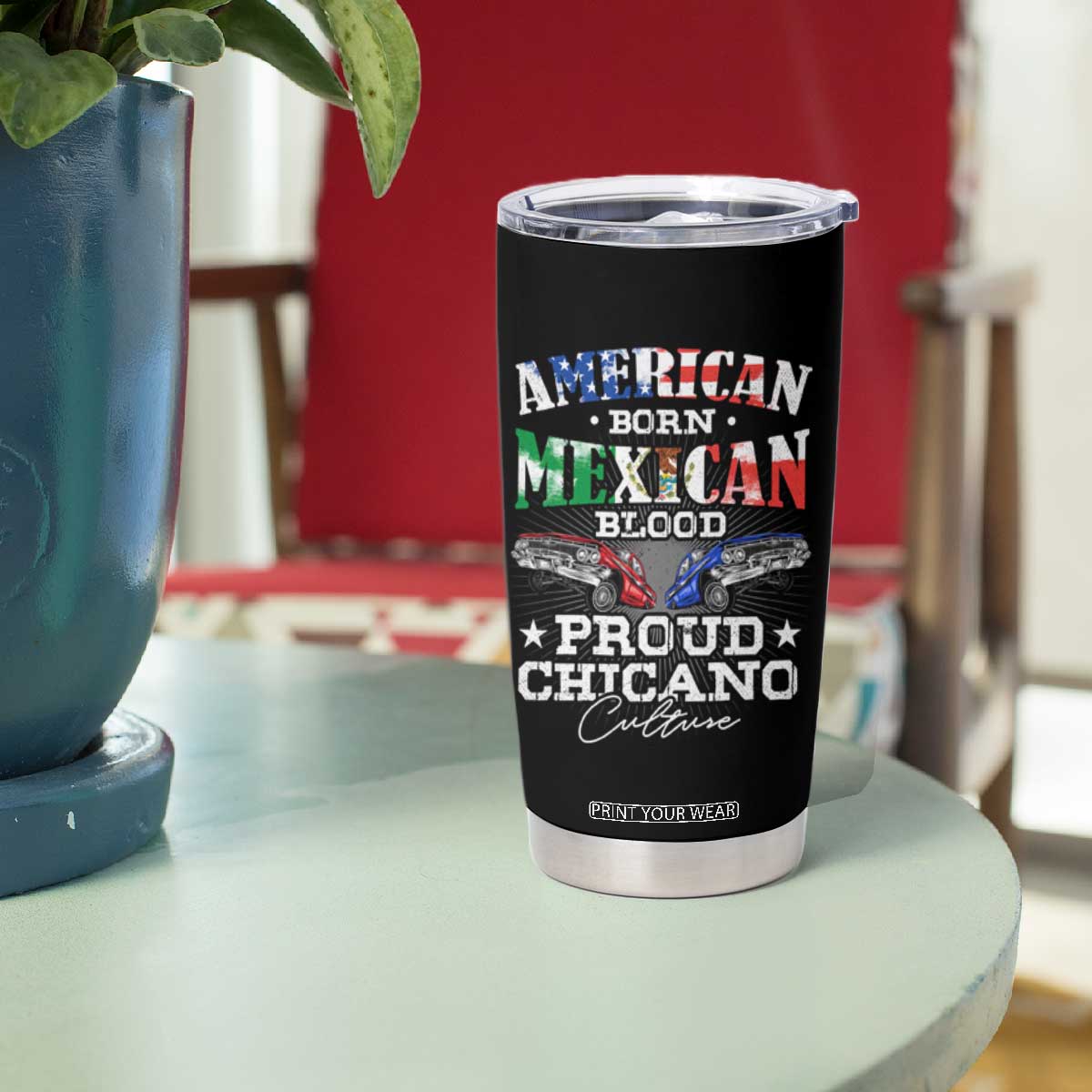 American Born Mexican Blood Proud Chicano Culture Lowrider Tumbler Cup TS09
