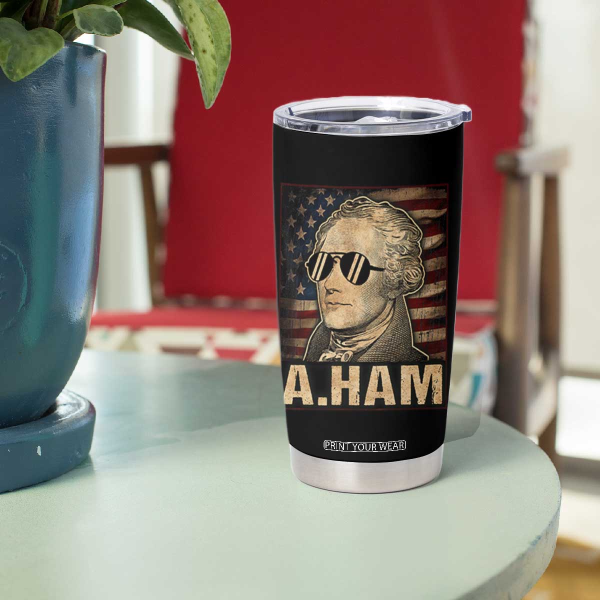 Alexander Hamilton Tumbler Cup Vintage American Flag TS10