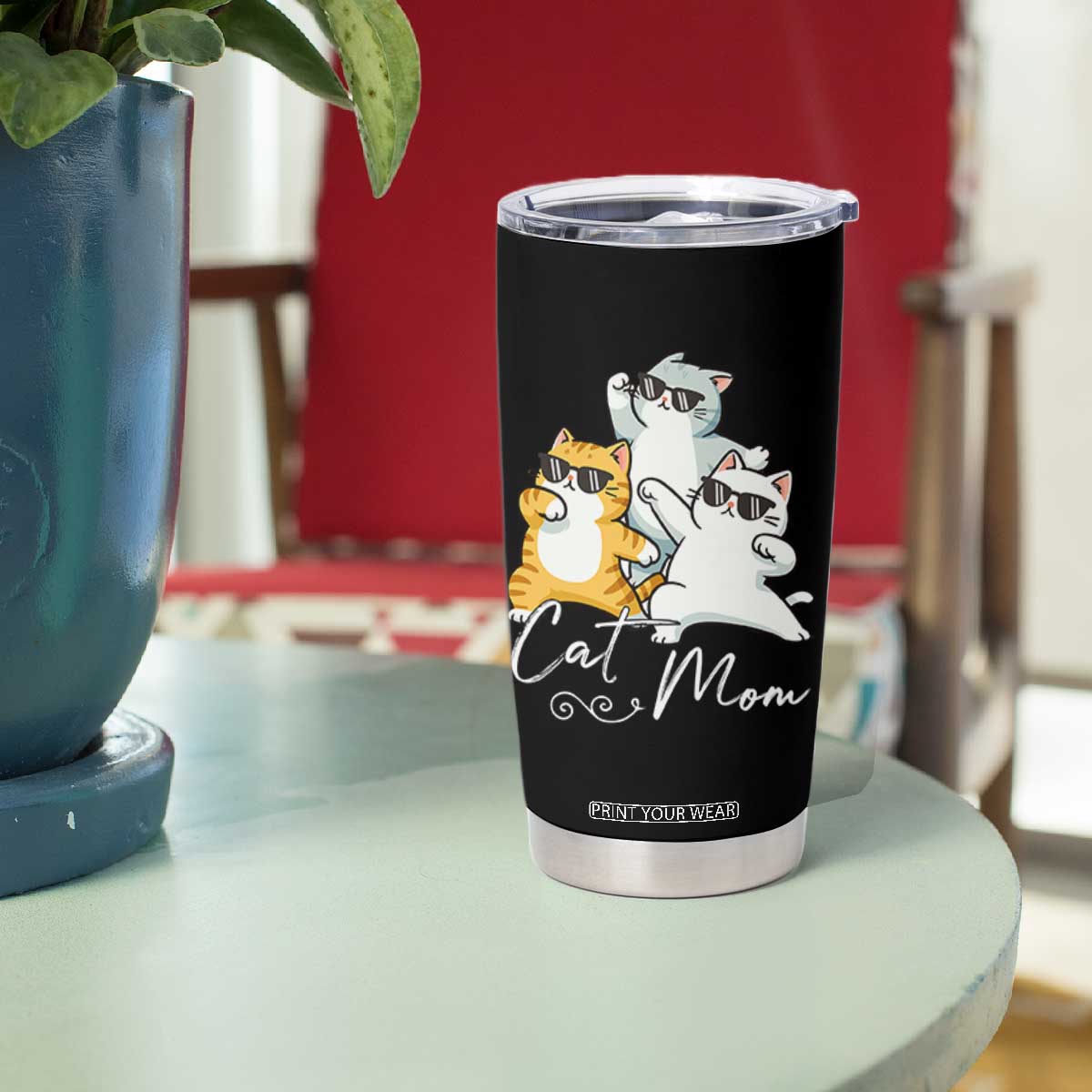 Cat Mom Tumbler Cup Three Cool Cats with Sunglasses TS12
