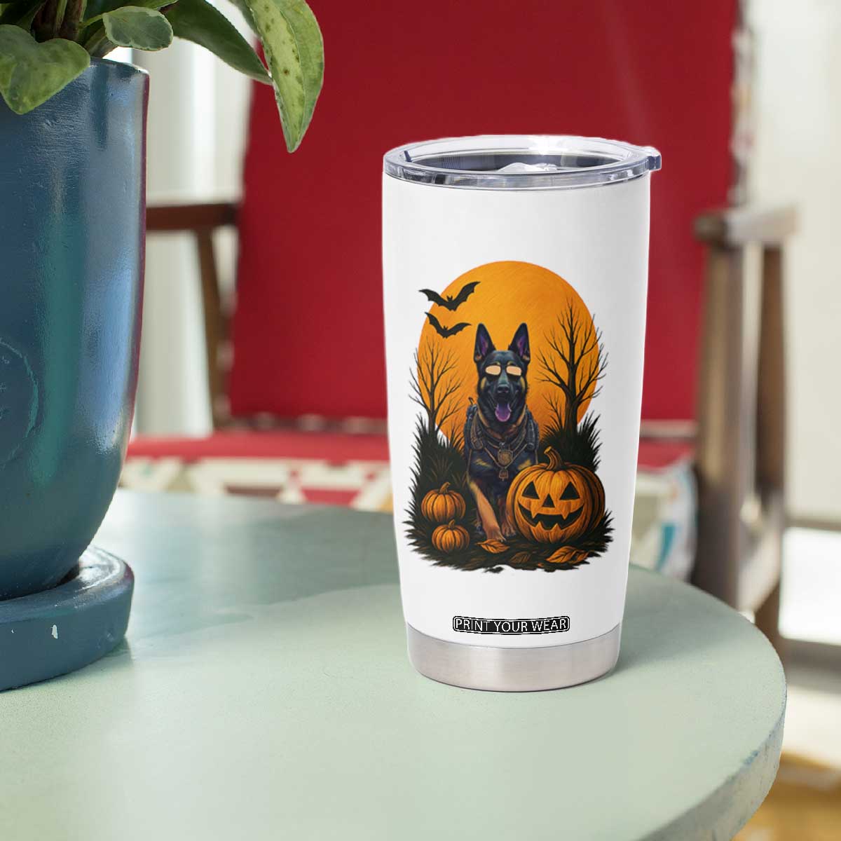 Cool German Shepherd Police Dog Celebrate Halloween Tumbler Cup TS12