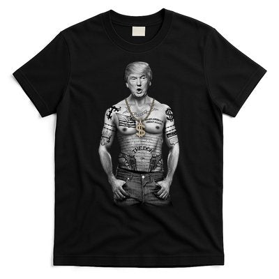Trump Tattoo Patriotic Gangster Anti Liberal Pro Trump Republican Gifts T-Shirt