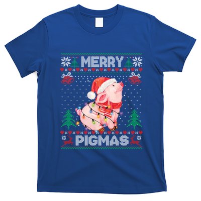 Ugly Christmas Sweater Pig Lover Xmas Lights Santa Gift T-Shirt