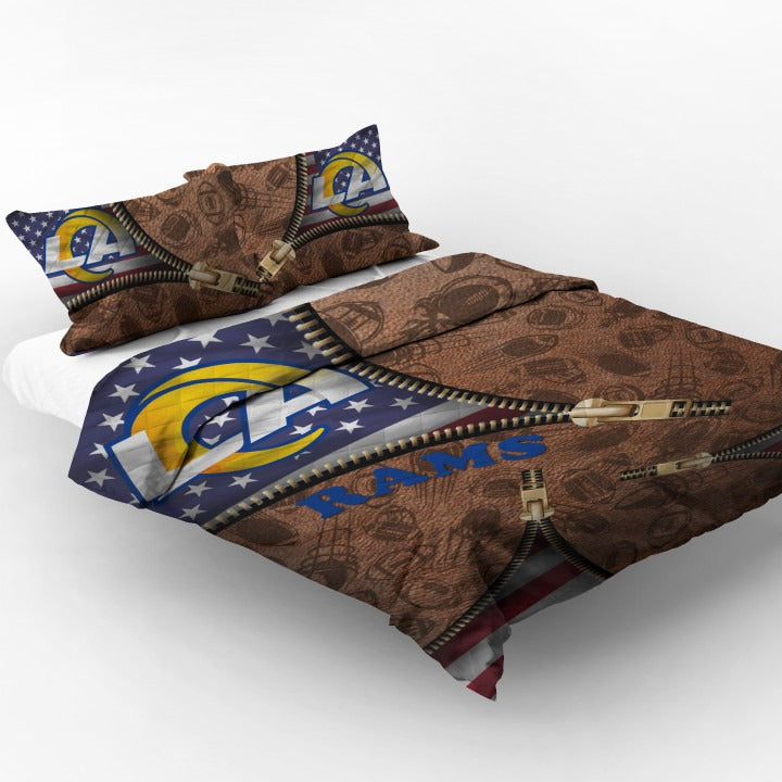 NFL Los Angeles Rams American Flag Bedding Set