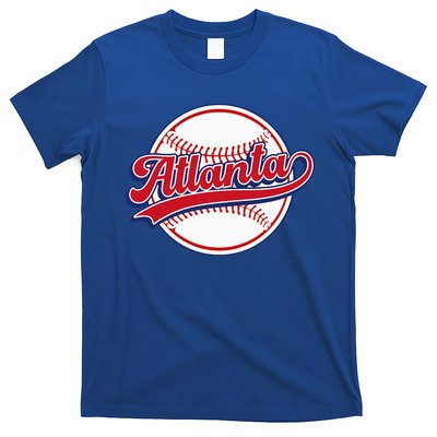 Vintage Atlanta Cityscape Baseball Lover Player And Fans T-Shirt