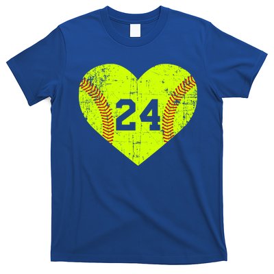Vintage Fastpitch Softball 24 Jersey Number Gift T-Shirt
