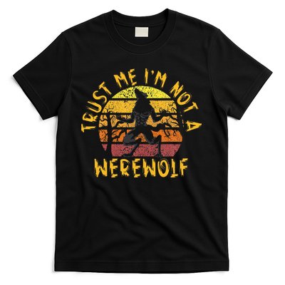Vintage Trust Me I´m Not A Werewolf Full Moon Wolf Halloween T-Shirt