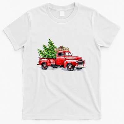 Vintage Wagon Christmas Shirts Xmas Tree On Car Red Truck T-Shirt