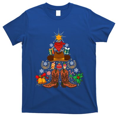 Western Cowboy Christmas Tree Funny Xmas Happy New Year 2024 T-Shirt
