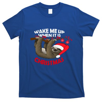 Wake Me Up When ItS Christmas Cute Sloth Design Features Cute Gift T-Shirt