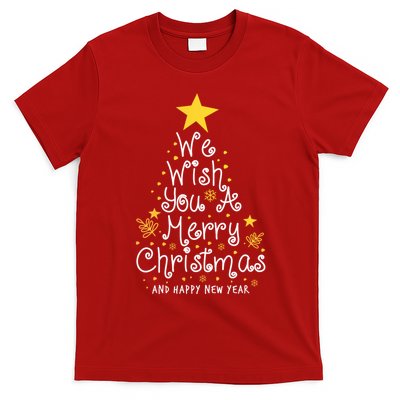 We Wish You A Merry Christmas And Happy New Year Star Tree T-Shirt