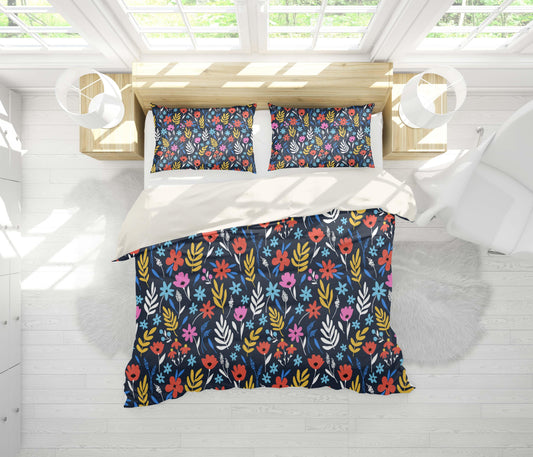 3D Blue Flower Leaves Branch Quilt Cover Set Bedding Set Pillowcases 94