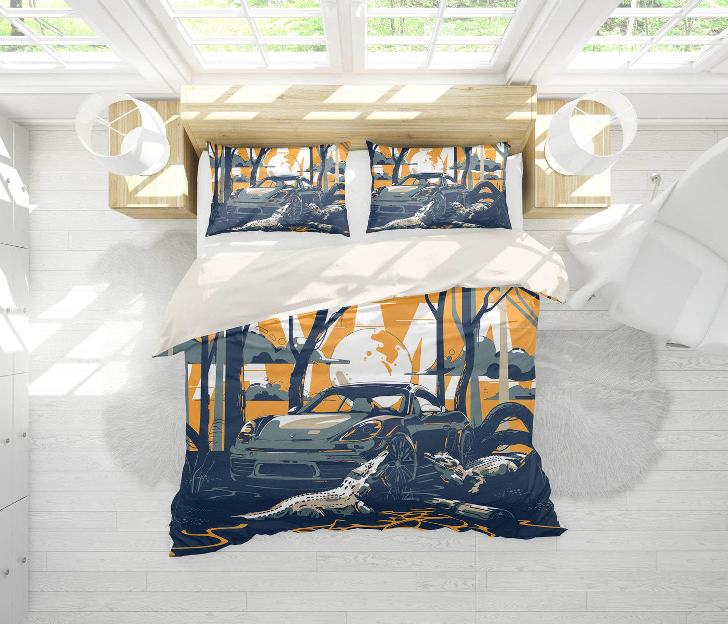 3D Car Crocodile Quilt Cover Set Bedding Set Pillowcases  6