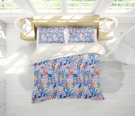 3D Blue Floral Leaves Branch Quilt Cover Set Bedding Set Pillowcases 132