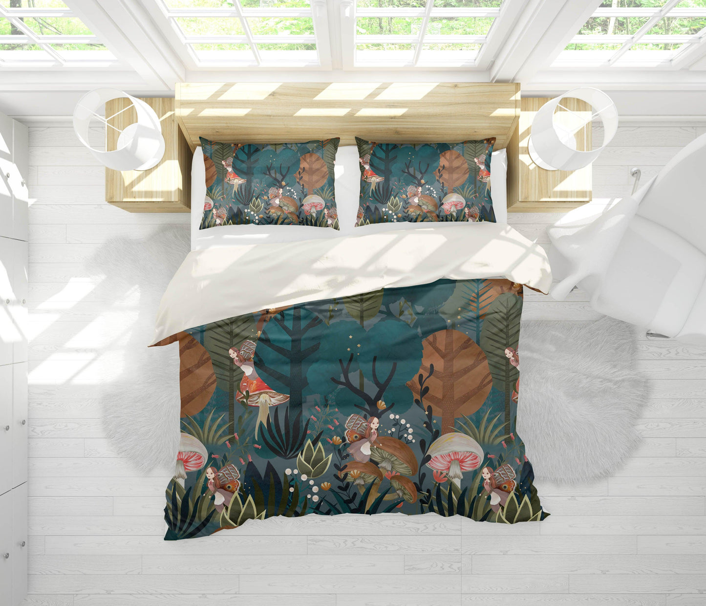 3D Cartoon Forest Mushroom Fairy Quilt Cover Set Bedding Set Pillowcases 155