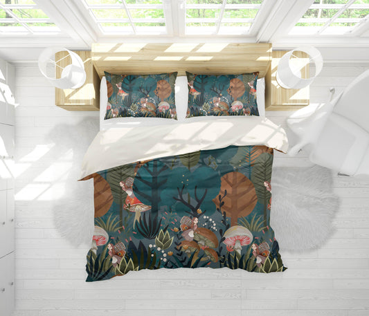 3D Cartoon Forest Mushroom Fairy Quilt Cover Set Bedding Set Pillowcases 155