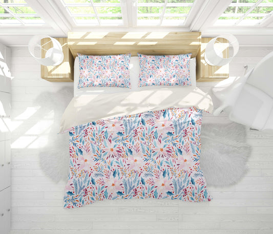 3D Blue Floral Leaves Quilt Cover Set Bedding Set Pillowcases 81