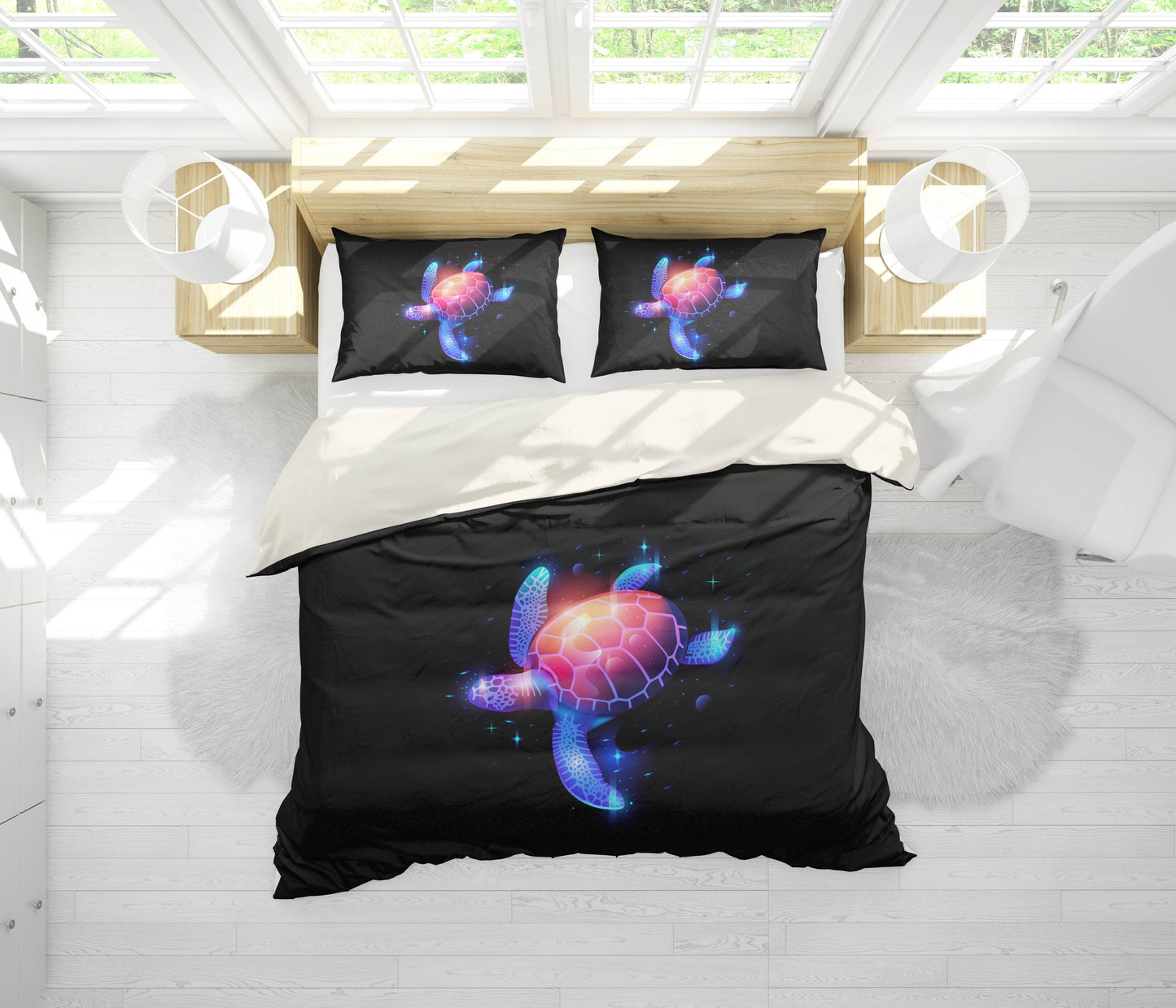3D Blue Aurora Turtle Quilt Cover Set Bedding Set Pillowcases 94