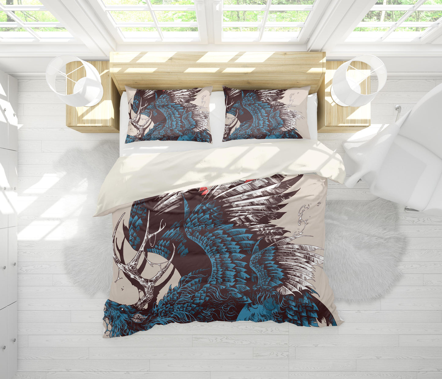 3D Blue Eagle Quilt Cover Set Bedding Set Pillowcases 93