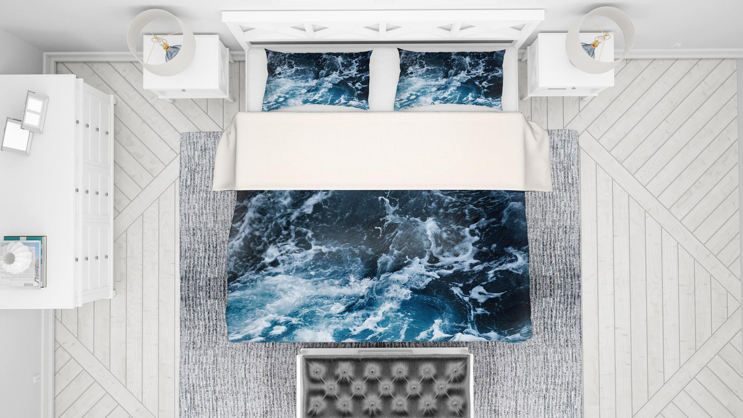 3D Blue Sea Wave Quilt Cover Set Bedding Set Pillowcases 18