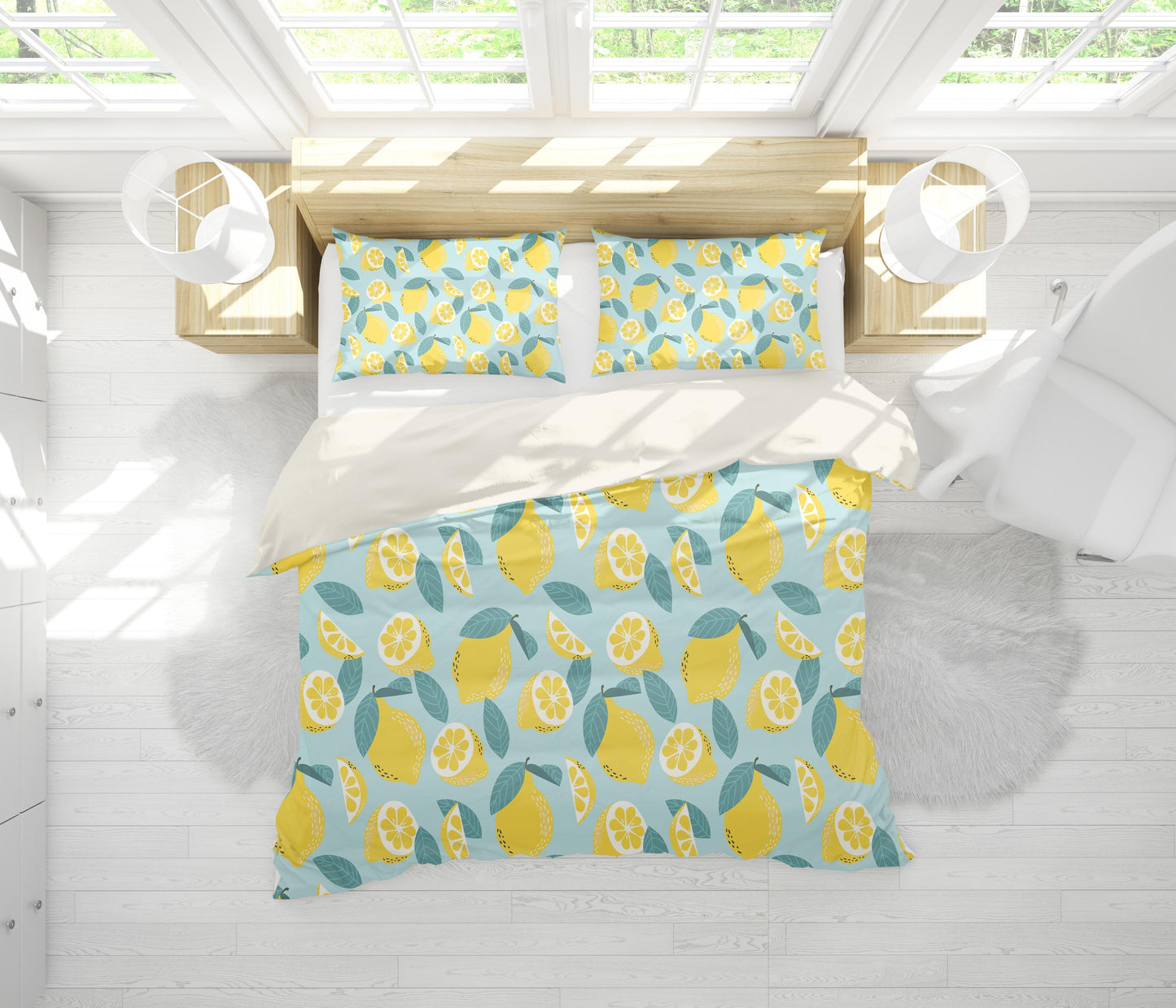 3D Blue Yellow Lemon Quilt Cover Set Bedding Set Pillowcases 215
