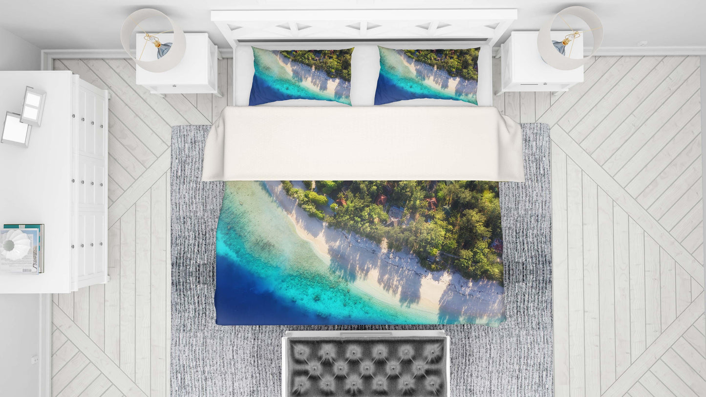 3D Blue Sea Beach Forest Quilt Cover Set Bedding Set Pillowcases 100
