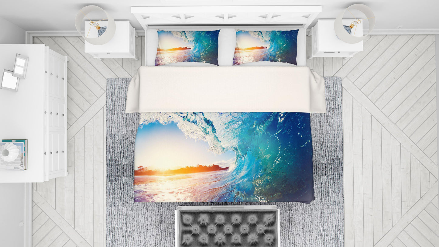 3D Blue Sea Wave Quilt Cover Set Bedding Set Pillowcases 16