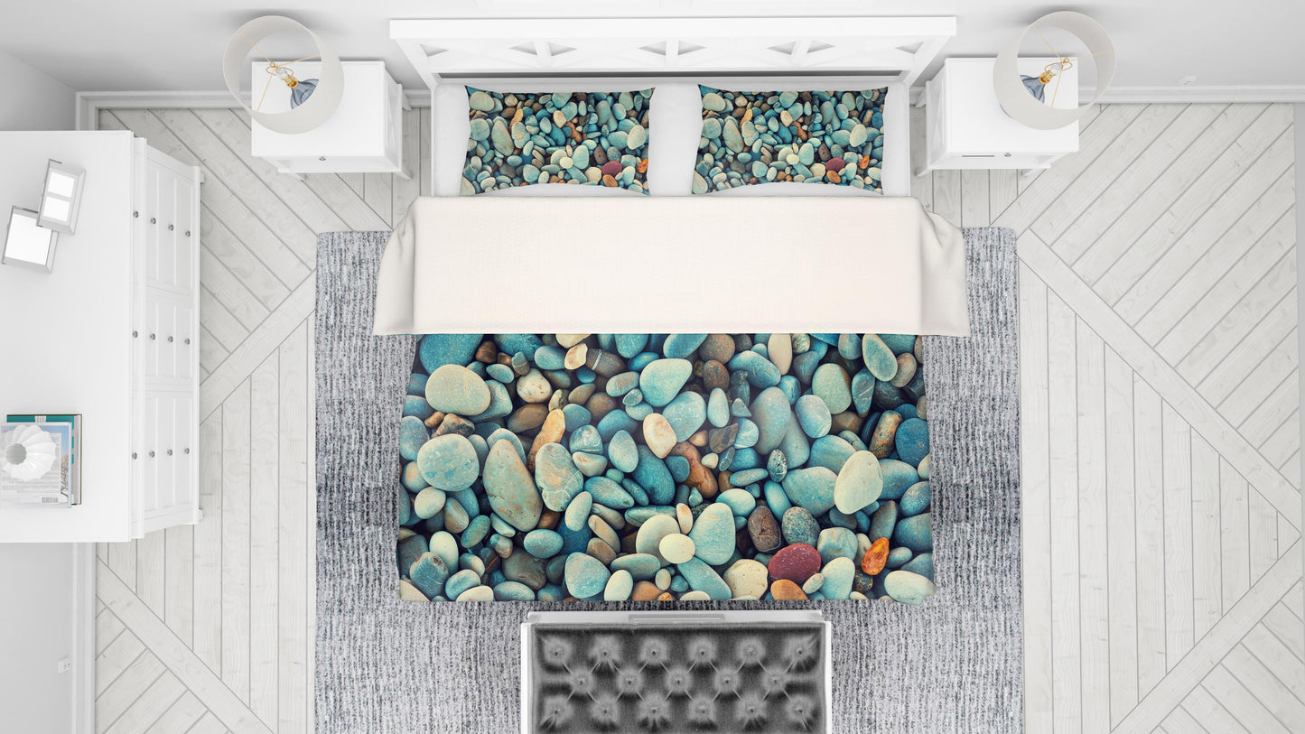3D Blue Stone Quilt Cover Set Bedding Set Pillowcases 22
