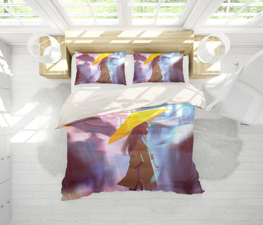 3D Cartoon Girl Umbrella Quilt Cover Set Bedding Set Pillowcases 23