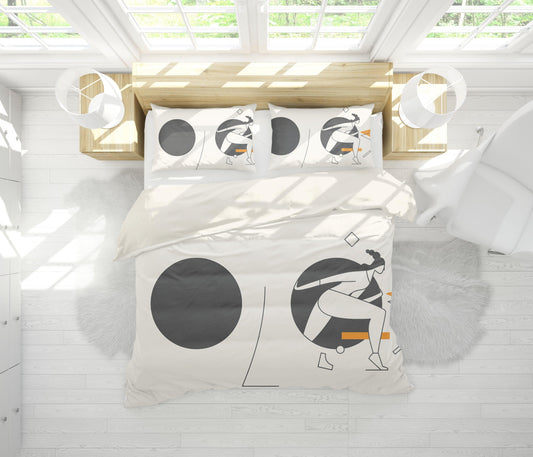 3D Black White Character Pen Quilt Cover Set Bedding Set Pillowcases  36