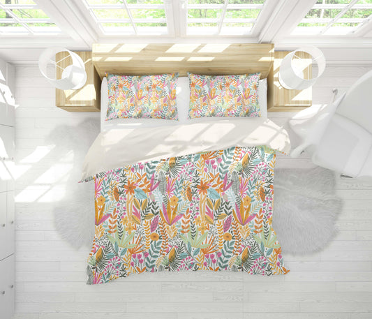 3D Blue Yellow Floral Leaves Branch Quilt Cover Set Bedding Set Pillowcases 131