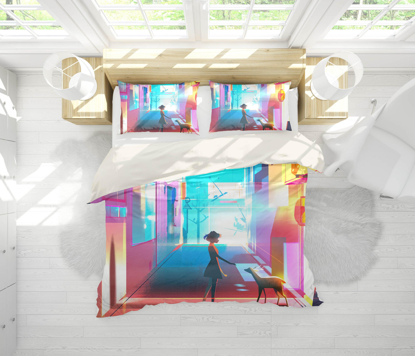 3D Cartoon Girl Quilt Cover Set Bedding Set Pillowcases 166